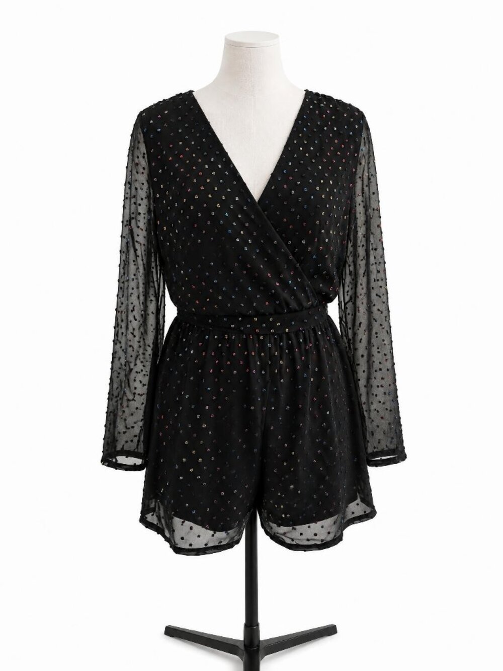 Vylette Brand Rainbow Dot Shorts Romper Jumpsuit XL
